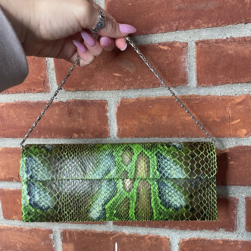 Vintage 90's green snake skin bag - Picture 3 of 12